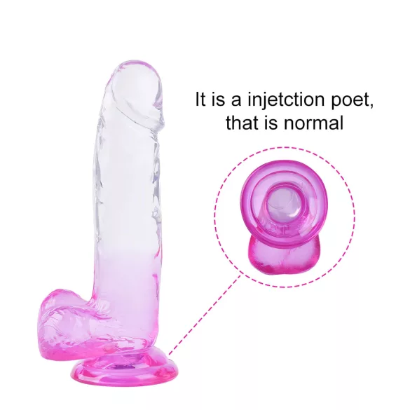 Sunfo - dildo com ventosa e escroto - 22cm - transparente roxo