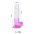 Sunfo - Dildo c/ ventosa e testículos - 22cm (transparente-roxo)