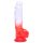 Sunfo - Dildo Ventosa com Testículos 21cm (transparente-vermelho)