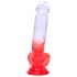 Sunfo - Dildo Ventosa com Testículos 21cm (transparente-vermelho)