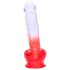 Sunfo - Dildo Ventosa com Testículos 21cm (transparente-vermelho)