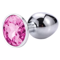 Sunfo - plug anal metálico - pedra rosa - prata