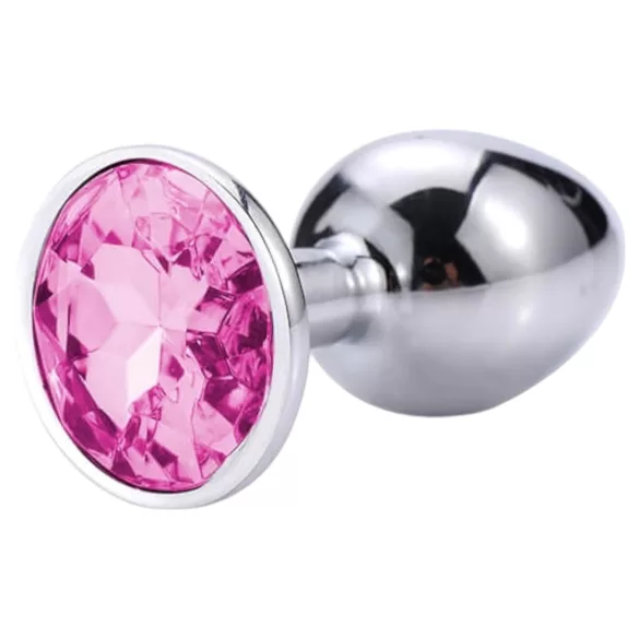 Sunfo - plug anal metálico - pedra rosa - prata