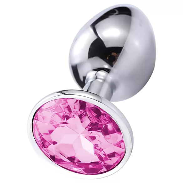 Sunfo - plug anal metálico - pedra rosa - prata