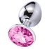 Sunfo - Plug Anal de Metal com Pedra Rosa (Prateado)