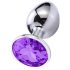 Sunfo - Plug Anal de Metal com Pedra Roxa (Prateado)