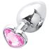 Sunfo - Plug Anal de Metal com Pedra Coração (Prata-Rosa)