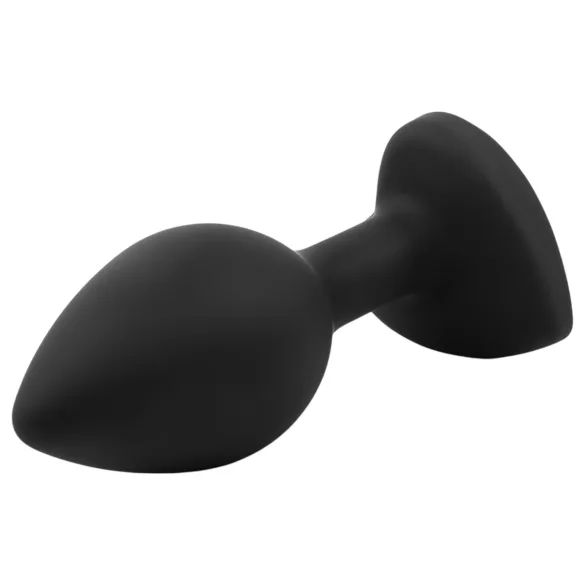 Sunfo - plug anal em silicone com pedra em forma de coração - preto e branco