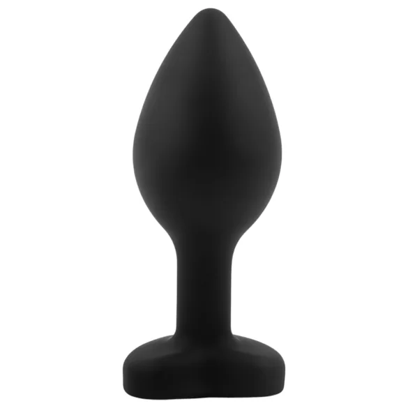 Sunfo - plug anal em silicone com pedra em forma de coração - preto e branco