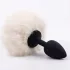 Sunfo - plug anal com cauda de coelho - silicone preto e branco