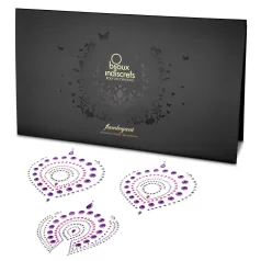   Conjunto de joias íntimas com diamantes brilhantes - 3 peças (rosa‑lilás)