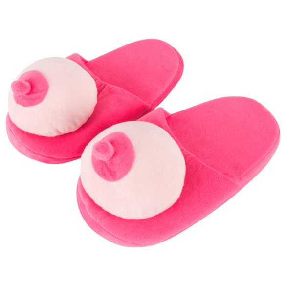 Pantufa de pelúcia rosa - formato de seio