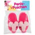 Pantufas de pelúcia rosa - formato de pênis