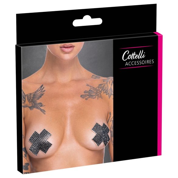 Cottelli - Adesivo para Mamilo com Strass "X" (preto)