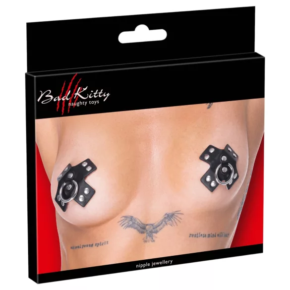 Bad Kitty - adesivo para mamilo com piercing - preto