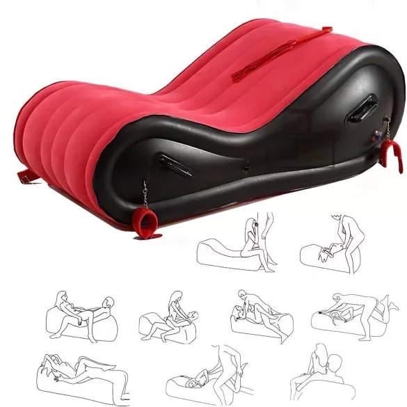Magic Pillow - Mobiliário sexual inflável BDSM - com algema - grande vermelho