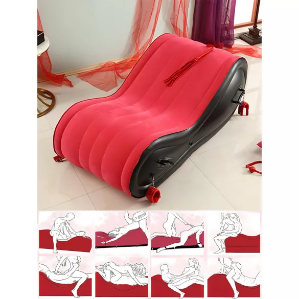 Almofada Mágica Desirel - Mobiliário sexual BDSM insuflável - com algemas (vermelho)