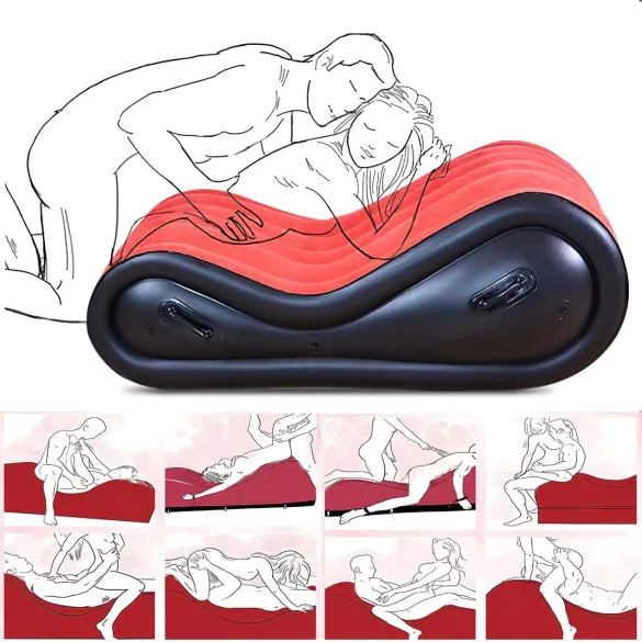 Magic Pillow - Mobiliário sexual inflável BDSM - com algema - grande vermelho
