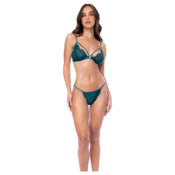 Mapalé - sutiã e calcinha verde floral com tiras