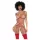 Mapalé - Conjunto de sutiã de 3 peças com recorte (vermelho-natural) - (P/M)