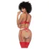 Mapalé - Conjunto de sutiã de 3 peças com recorte (vermelho-natural) - (P/M)