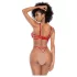 Mapalé - Conjunto de sutiã de 3 peças com recorte (vermelho-natural) - (P/M)