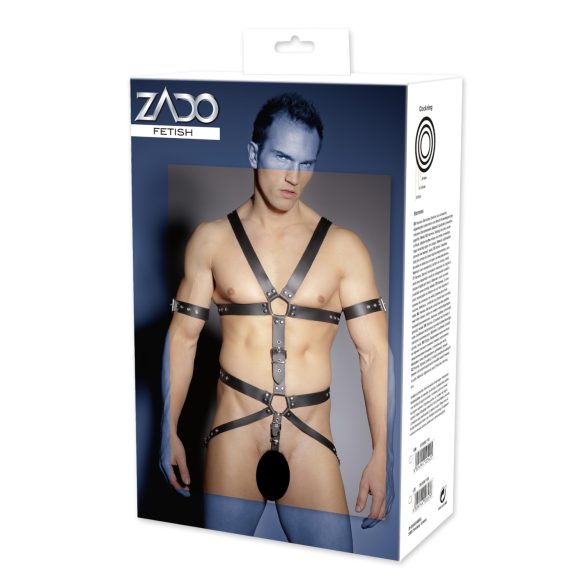 ZADO - Arnes de corpo em couro com alças - Para homens - L/XL