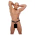 ZADO - tanga de couro com dildo e 3 anéis penianos