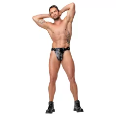   ZADO - tanga de castidade em couro preto com 2 cadeados (S-2XL)