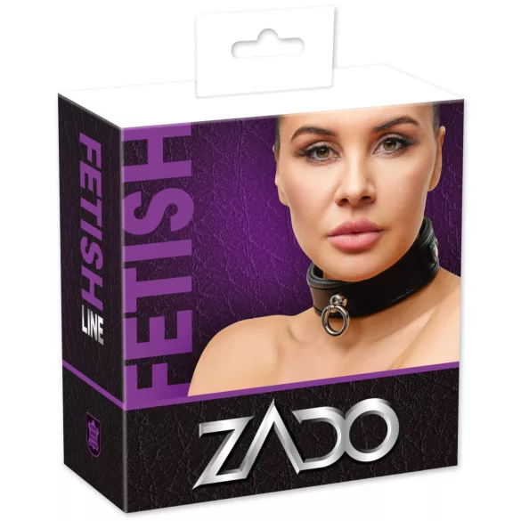 ZADO - coleira de couro - preta