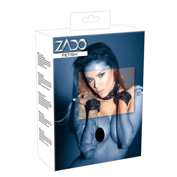ZADO - Coleira de couro com algemas (preto)