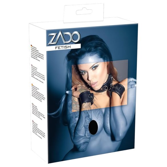 ZADO - Coleira de couro com algemas (preto)