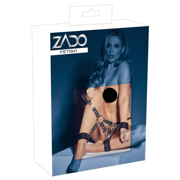 ZADO - Conjunto de algemas de pulso e tornozelo com tiras cruzadas (preto)