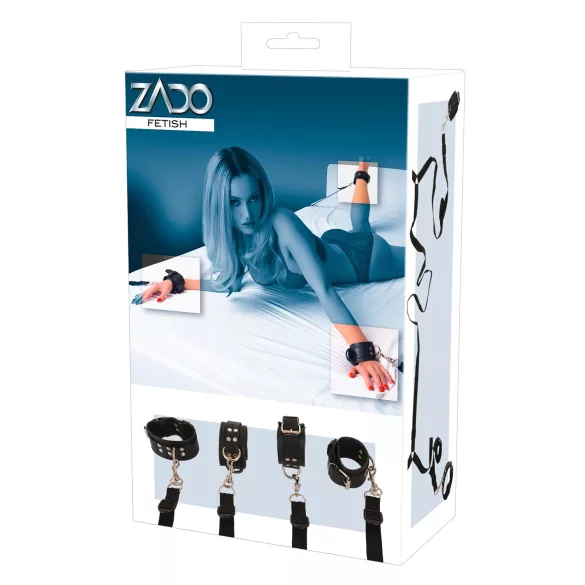 ZADO - kit bondage para cama - couro preto
