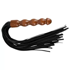 ZADO - chicote couro com dildo madeira cabo - preto marrom