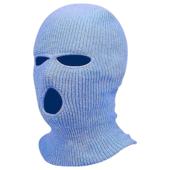 Balaclava em tricô com 3 aberturas (azul)
