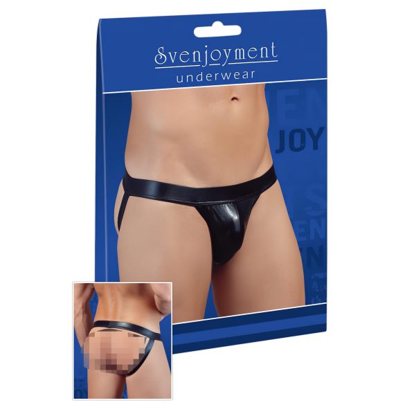 Cueca minimalista brilhante preta para homens - L