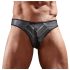 Tanga masculina brilhante com detalhe transparente (preto) - L
