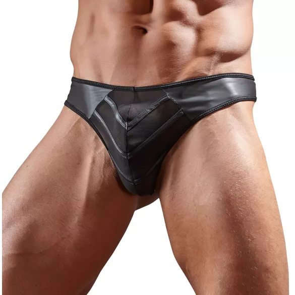 Brilhante - tanga masculino - detalhe transparente - preto - XL
