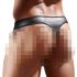 Tanga masculina brilhante com detalhe transparente (preto) - XL