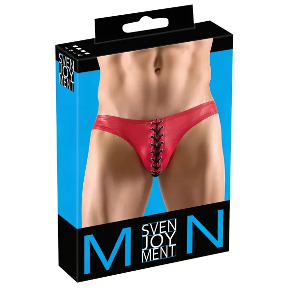 Svenjoyment - cueca masculina com cadarço preto - detalhe vermelho