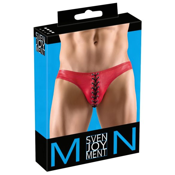 Svenjoyment - cueca masculina preta com cadarço (vermelho) - L