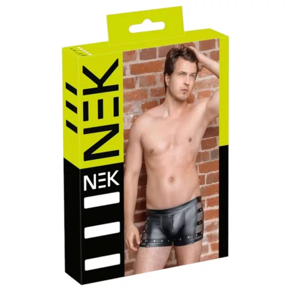 NEK - cueca boxer masculina - tachinhas e zíper - preta - L