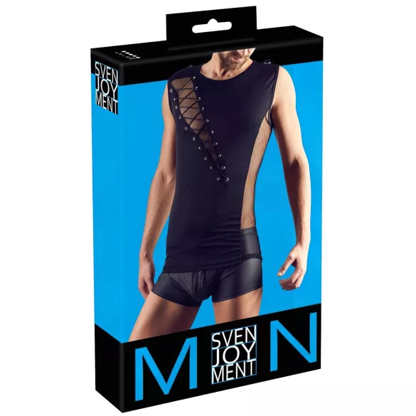 Svenjoyment - top masculino assimétrico com cordão (preto)