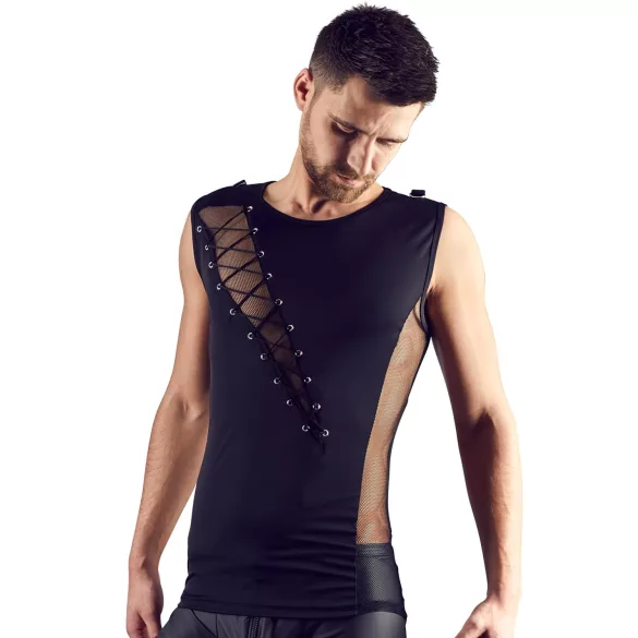 Svenjoyment - top masculino assimétrico com cordão (preto)