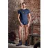 NEK - camisa masculina sexy com cordão e renda preta - azul