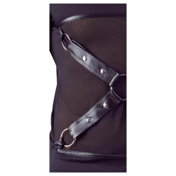 NEK - camiseta masculina manga longa com alças cruzadas (preto) - M