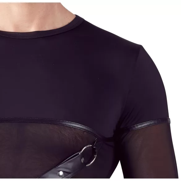 NEK - camiseta masculina manga longa com alças cruzadas (preto) - M