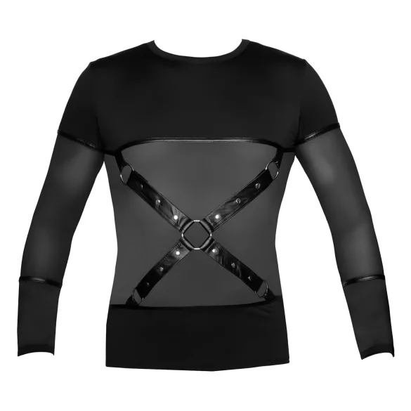 NEK - camiseta masculina manga longa com alças cruzadas (preto) - M