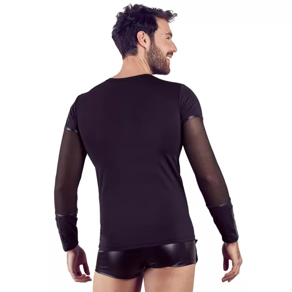 NEK - camiseta masculina manga longa com alças cruzadas (preto) - XL